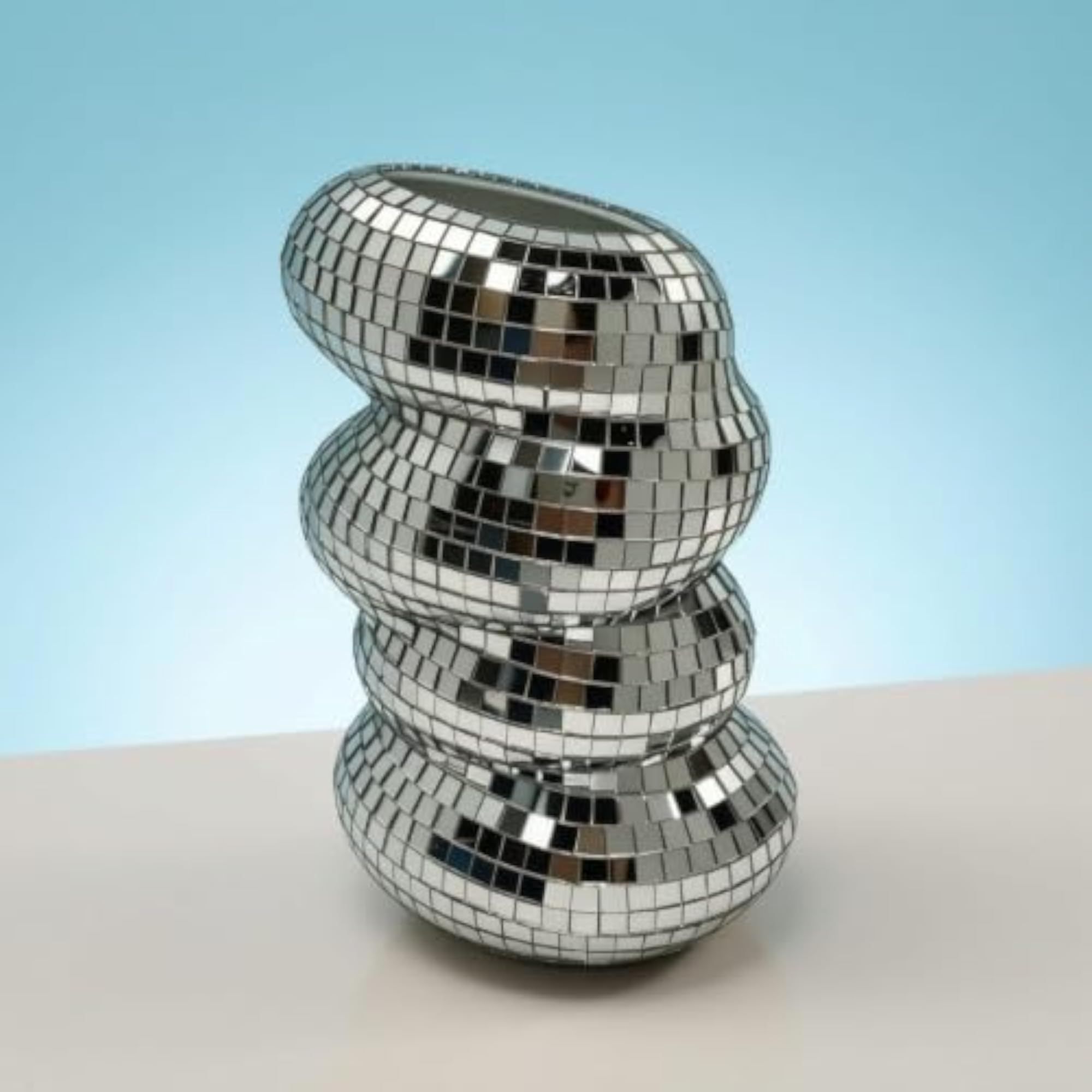 Mirrored Mosaic Silver Holder for Makeup Brushes, Decorative